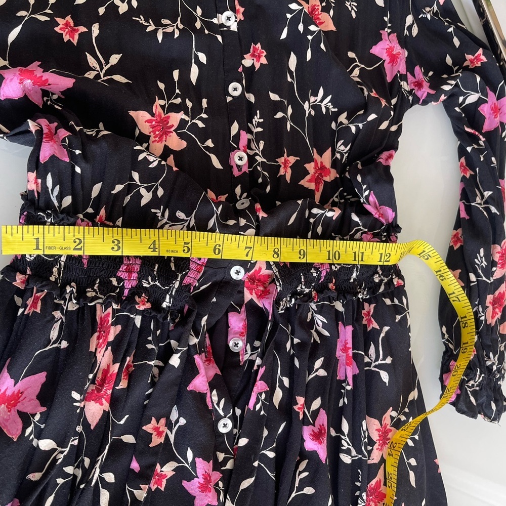 Free People Black and Pink Floral Long Sleeve Dress - Picture 5 of 16